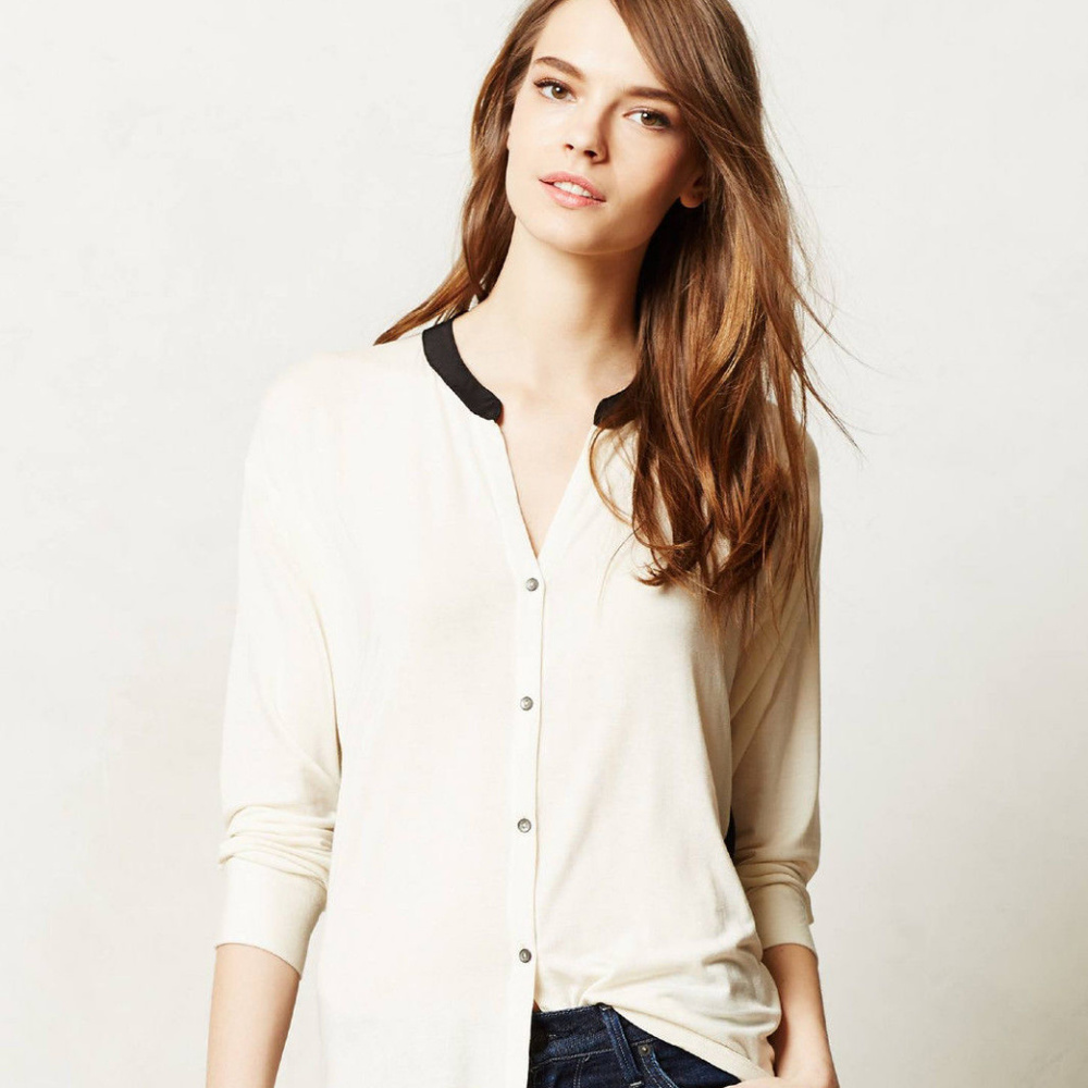 Anthropologie Ancona Buttondown Blouse Button Front Long Sleeve Top By Dolan M